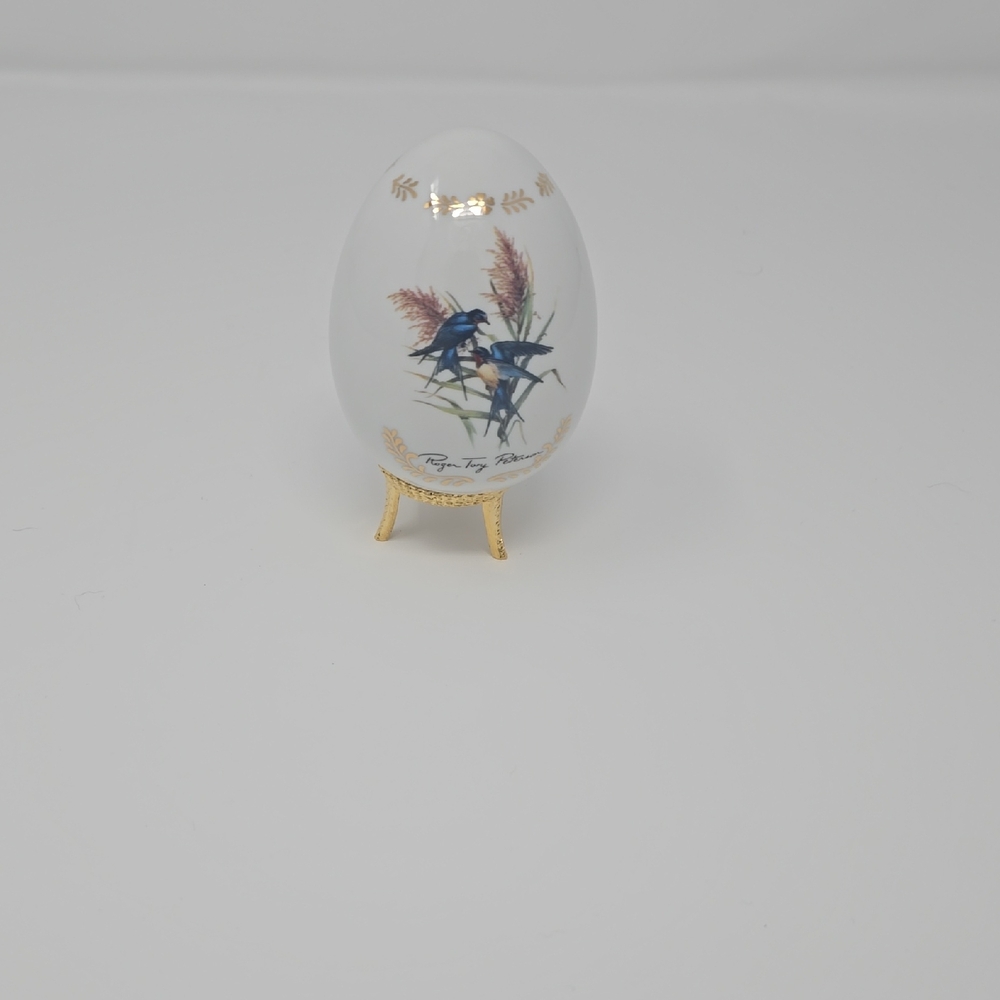 Decorative Egg with Blue Bird Design Danbury Mint